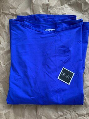 LAND'S END WOMEN'S BLUE LONG SLEEVE RASHGUARD SIZE LARGE